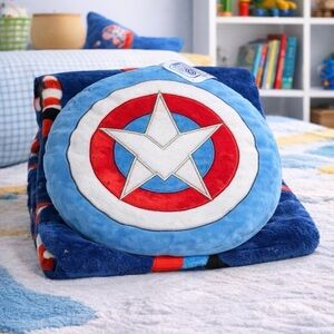 Captain America Shield Plush Pillow & Travel Blanket Set